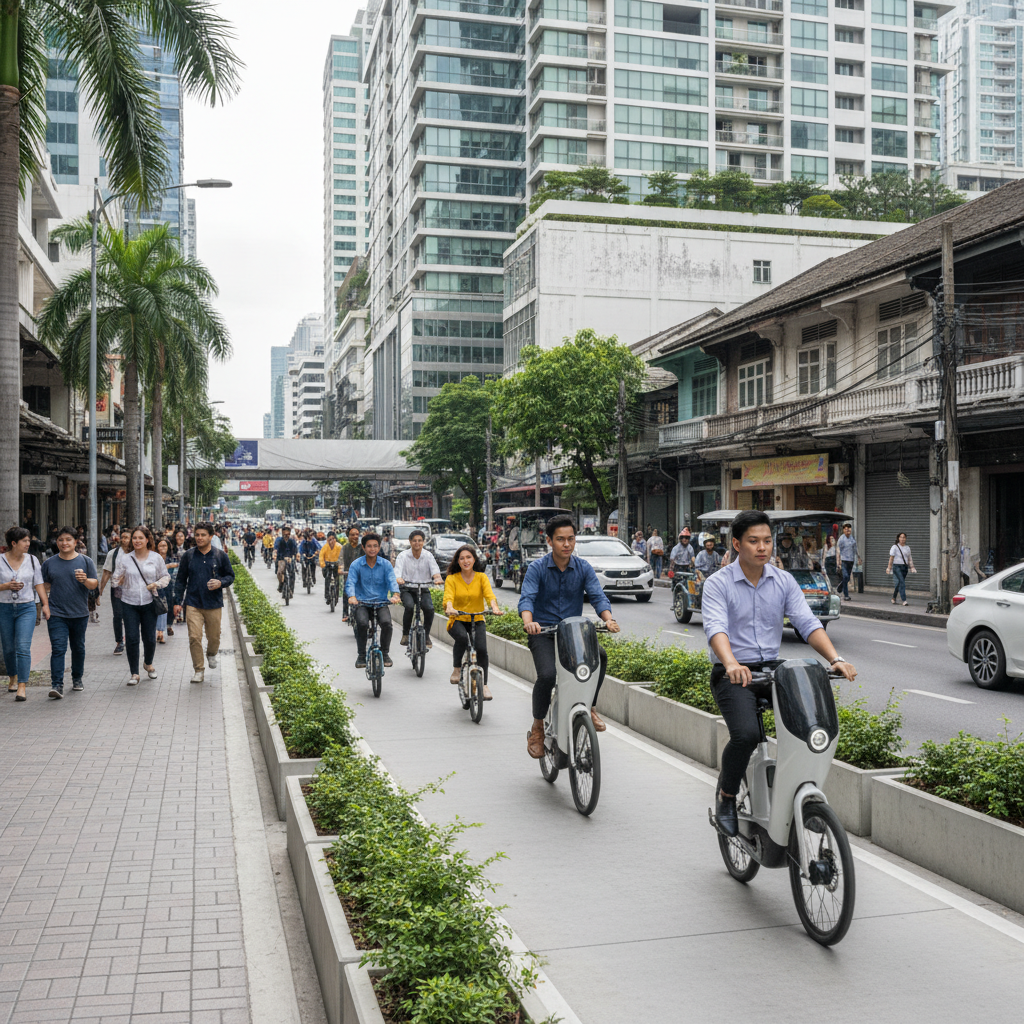 เลนจักรยานไฟฟ้า กทม.: อัปเดตแผนพัฒนาเส้นทางใหม่ 2569 - bangkok-ebike-lane-development-plan