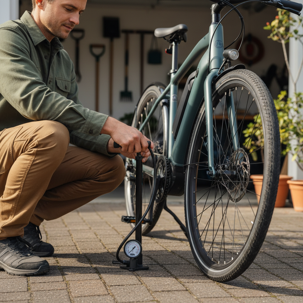 เช็กลมยาง E-Bike ง่ายๆ ใน 1 นาที: ปลอดภัย ประหยัดไฟ - ebike-tire-pressure-check