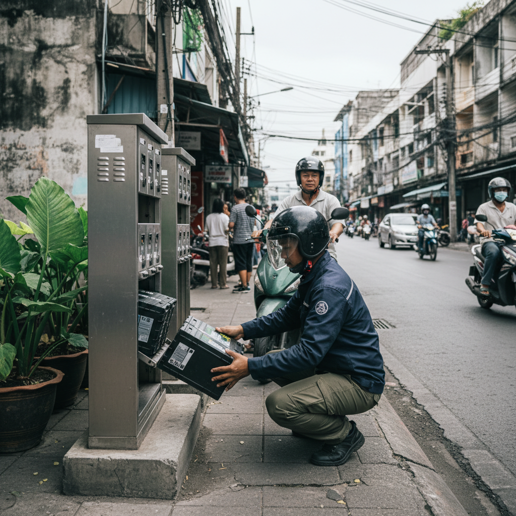 สถานีสลับแบตฯ เทรนด์ใหม่ EV สองล้อในไทยจะเกิดจริงไหม? - ebike-battery-swapping-thailand