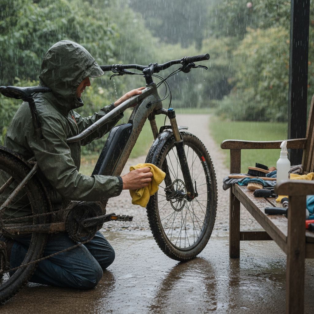 Checklist ล้าง E-Bike หน้าฝน: ป้องกันสนิม ยืดอายุแบตฯ - ebike-rainy-season-maintenance