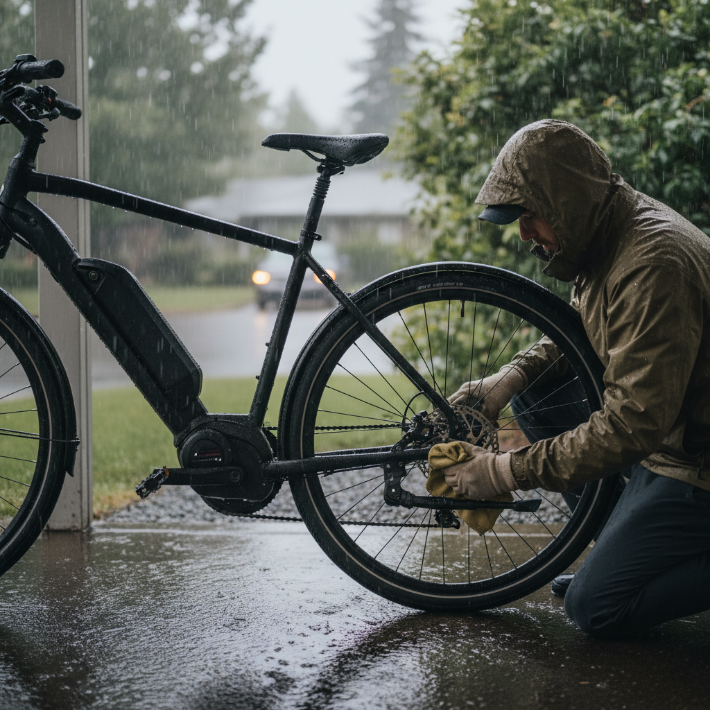 คู่มือดูแล E-Bike หน้าฝน: 5 จุดสำคัญ กันพัง-กันลื่น - ebike-rainy-season-maintenance-tips