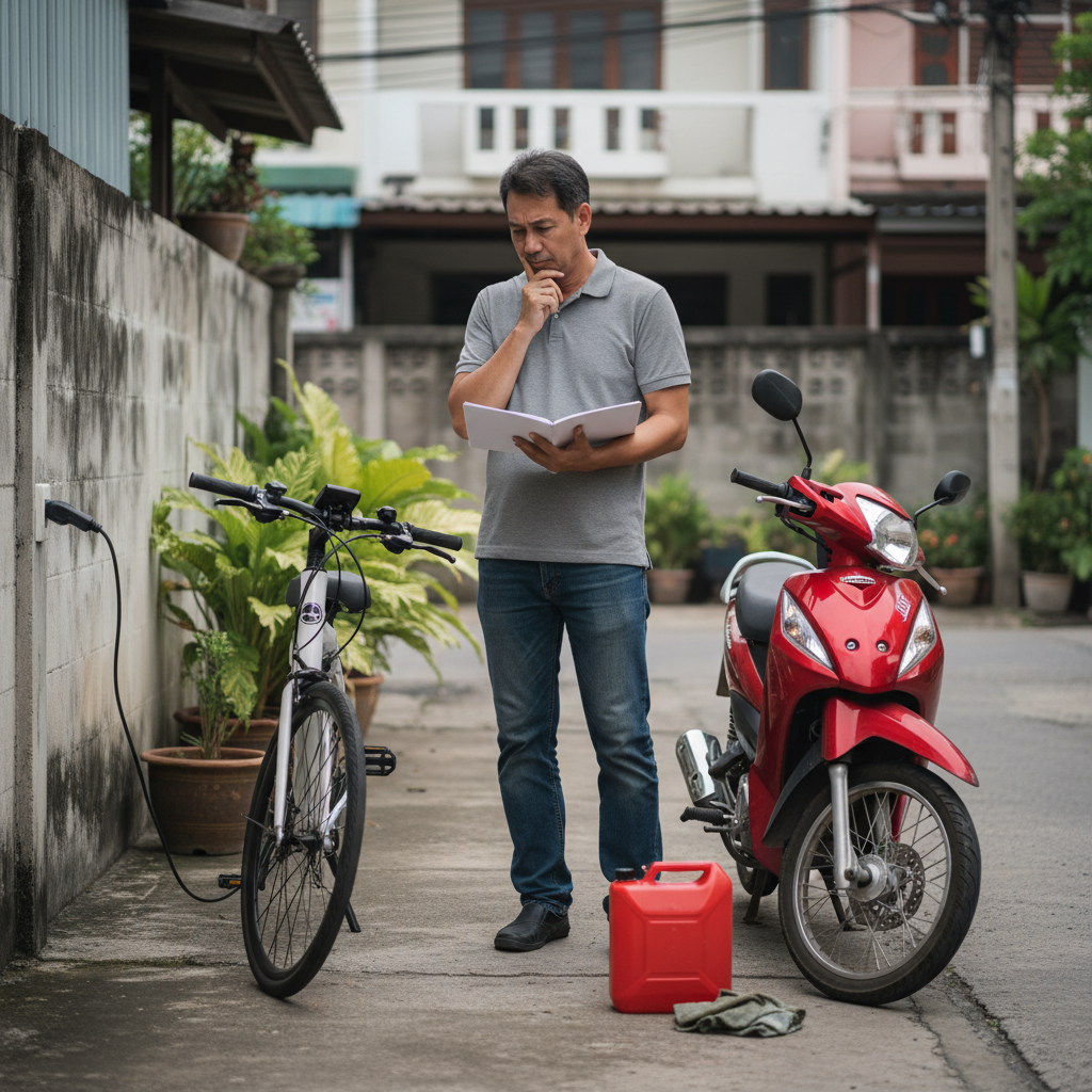 E-Bike vs มอไซค์: เทียบค่าใช้จ่าย 1 ปี ใครคุ้มกว่า? - ebike-vs-motorcycle-cost-comparison