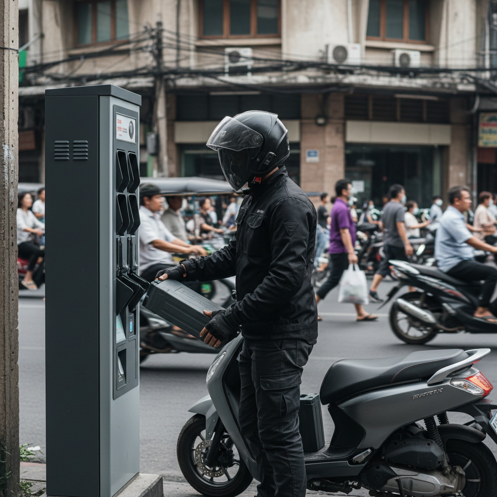 ชาร์จรอ 3 ชม. มันเชย! เทรนด์ 2026 'Battery Swap' สลับแบตปุ๊บ ขี่ต่อได้ปั๊บใน 1 นาที - battery-swapping-station-trend-2026-thailand