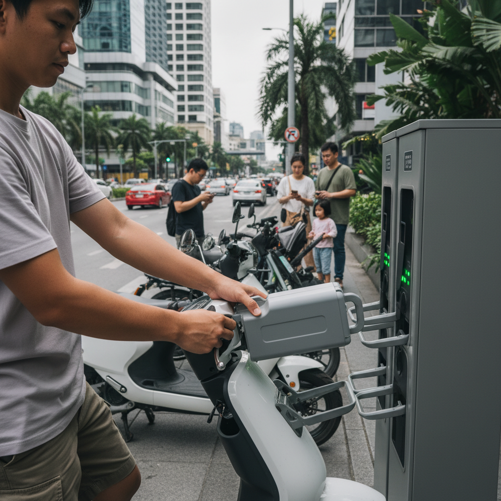 ไม่ต้องรอชาร์จ! เทรนด์ “Battery Swapping” เปลี่ยนโลก E-Bike ไทยปี 2027 - battery-swapping-trend-thailand-ebike-future-2027