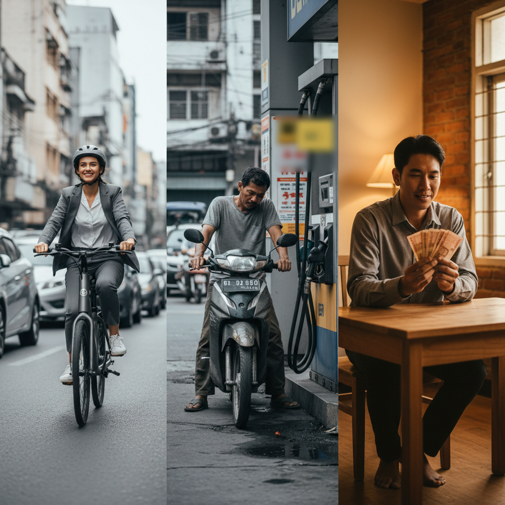 ชกข้ามรุ่น! เทียบค่าใช้จ่าย “E-Bike vs มอไซค์น้ำมัน” ขี่ 1 ปี เงินเหลือเก็บเท่าไหร่? - ebike-vs-petrol-cost-comparison-breakdown