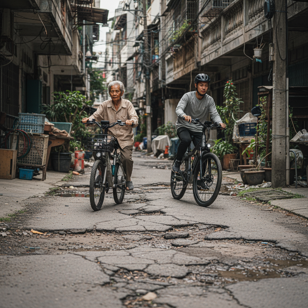 ยางตัน vs ยางเติมลม? เลือกยาง E-Bike ให้เหมาะกับถนนซอยบ้านคุณ ฉบับปี 2026 - solid-tire-vs-pneumatic-tire-ebike-guide-2026