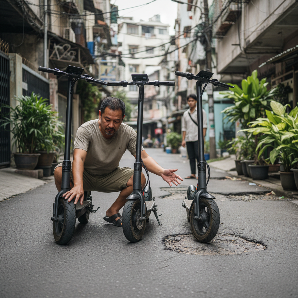 ยางตัน vs ยางลม? เลือกยาง E-Bike แบบไหนดี ไม่กลัวรั่ว ขี่นุ่ม - solid-vs-pneumatic-tire-comparison-ebike