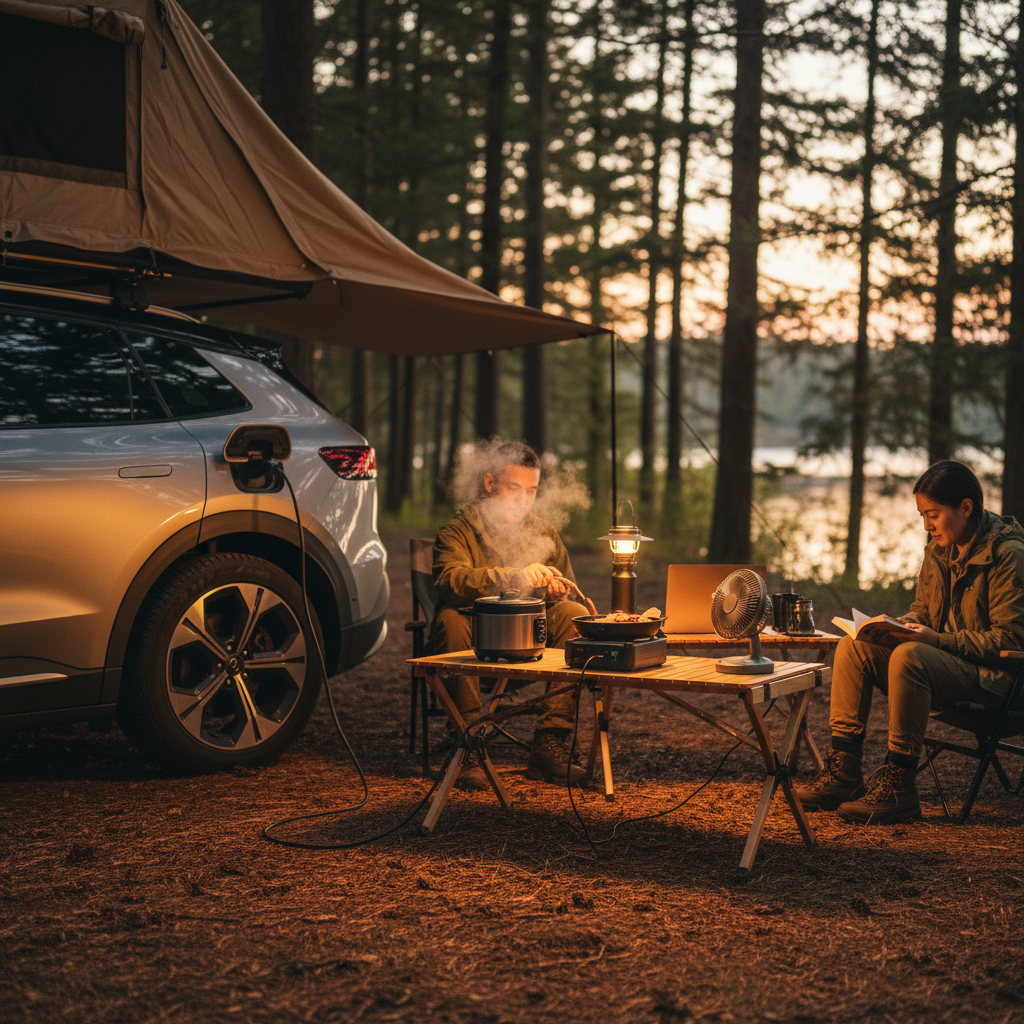 กางเต็นท์สบาย! เจาะฟีเจอร์ลับ 'V2L' เปลี่ยนรถไฟฟ้าเป็น 'พาวเวอร์แบงค์' เสียบปลั๊กใช้ไฟบ้านได้ - v2l-vehicle-to-load-ebike-feature-trend-2026