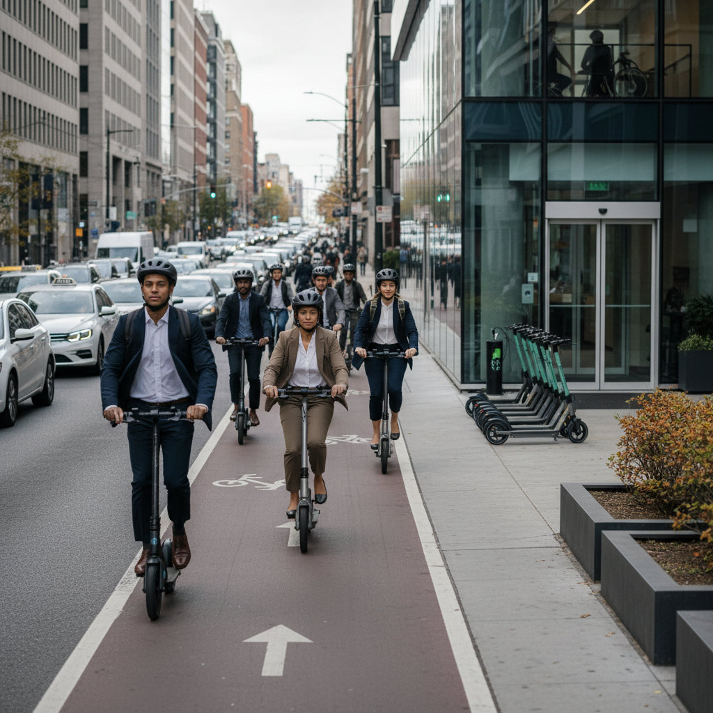 เทรนด์ออฟฟิศ 2026! สกู๊ตเตอร์ไฟฟ้า ไอเทมฮิตหนีรถติด - 2026-office-worker-scooter-ev