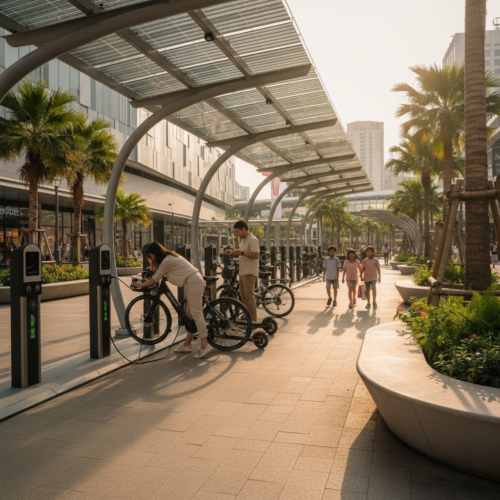 เทรนด์อนาคต 2026: สถานีชาร์จ E-Bike พลังงานแสงอาทิตย์ - 2026-solar-ebike-charging-trend