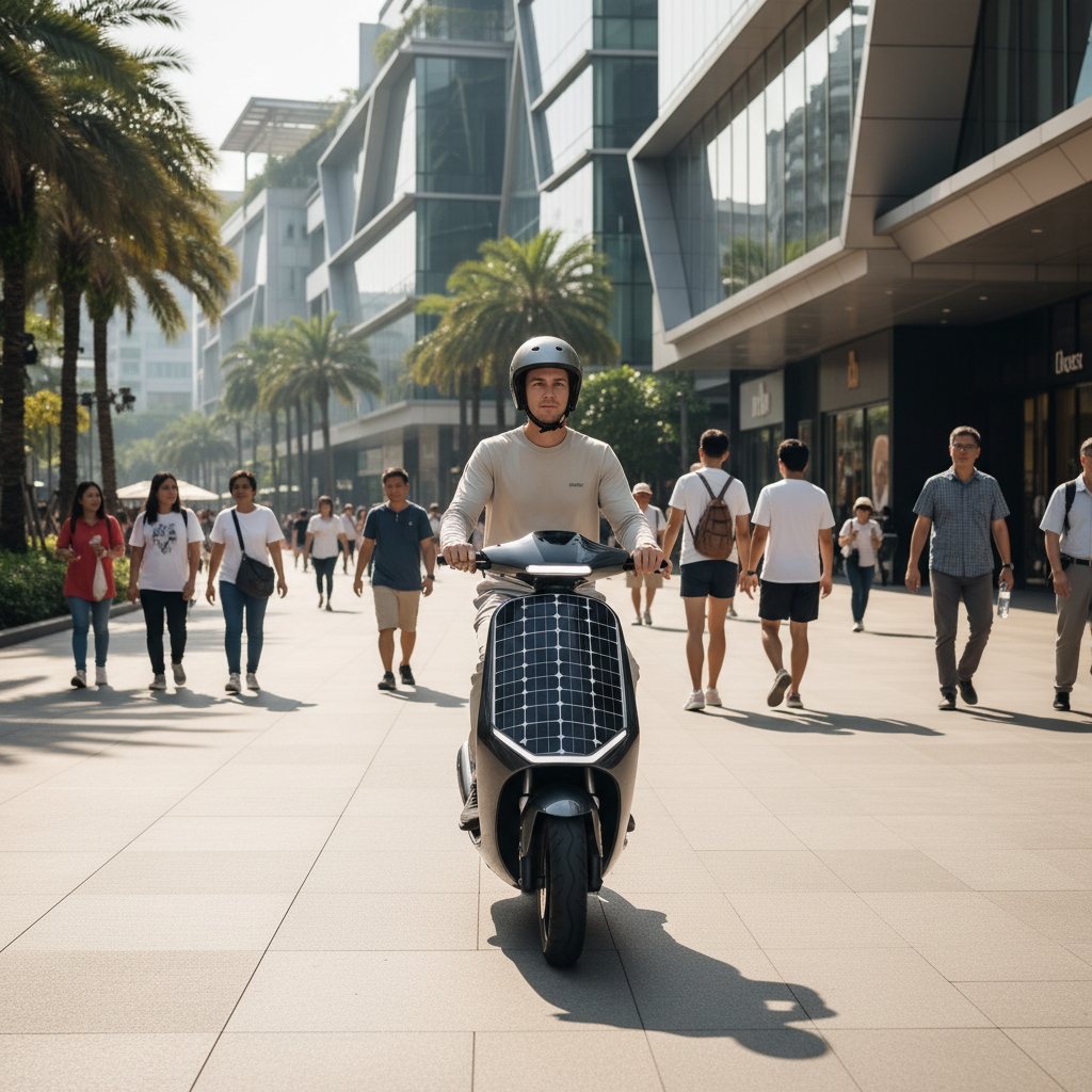 อนาคต EV 2026! สกู๊ตเตอร์โซลาร์เซลล์ ชาร์จแบตเองขณะขับขี่ - 2026-solar-ev-scooter-trend