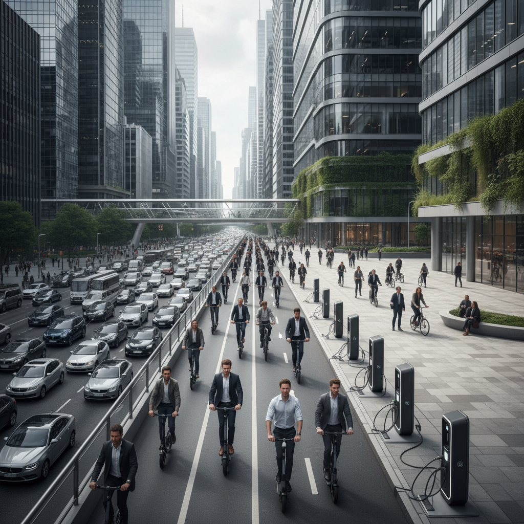 คาดการณ์ 6 เดือนหน้า! วัยทำงานแห่ใช้ Scooter EV หนีรถติด - 2026-urban-worker-scooter-ev