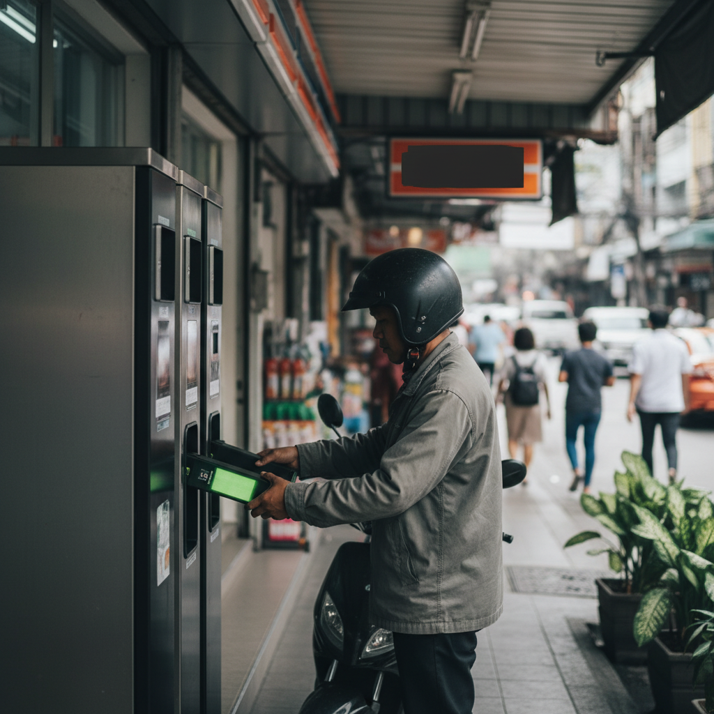 ชาร์จทำไมให้เสียเวลา? เทรนด์ปี 2026 'ตู้สลับแบตฯ' บุกร้านสะดวกซื้อ - battery-swapping-station-convenience-store-trend-2026