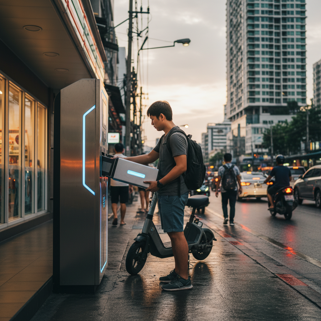 ปฏิวัติวงการ! 'ตู้สลับแบตฯ' จักรยานไฟฟ้า จ่อปูพรม 500 จุดทั่วกรุงฯ รับเทรนด์คอนโดฯ ปี 2026 - battery-swapping-station-expansion-bangkok-condo-2026