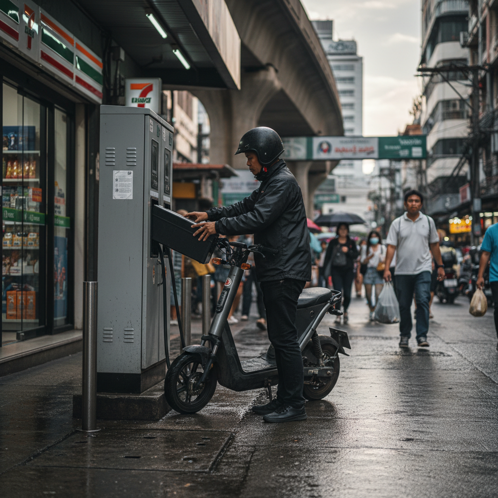 ไม่ต้องรอชาร์จ! เจาะเทรนด์ครึ่งปีหลัง 2026 'สถานีสลับแบตฯ' (Battery Swap) ผุดทั่วกรุง คุ้มกว่าเสียบปลั๊กบ้านจริงไหม? - battery-swapping-station-trend-thailand-2026-vs-home-charging