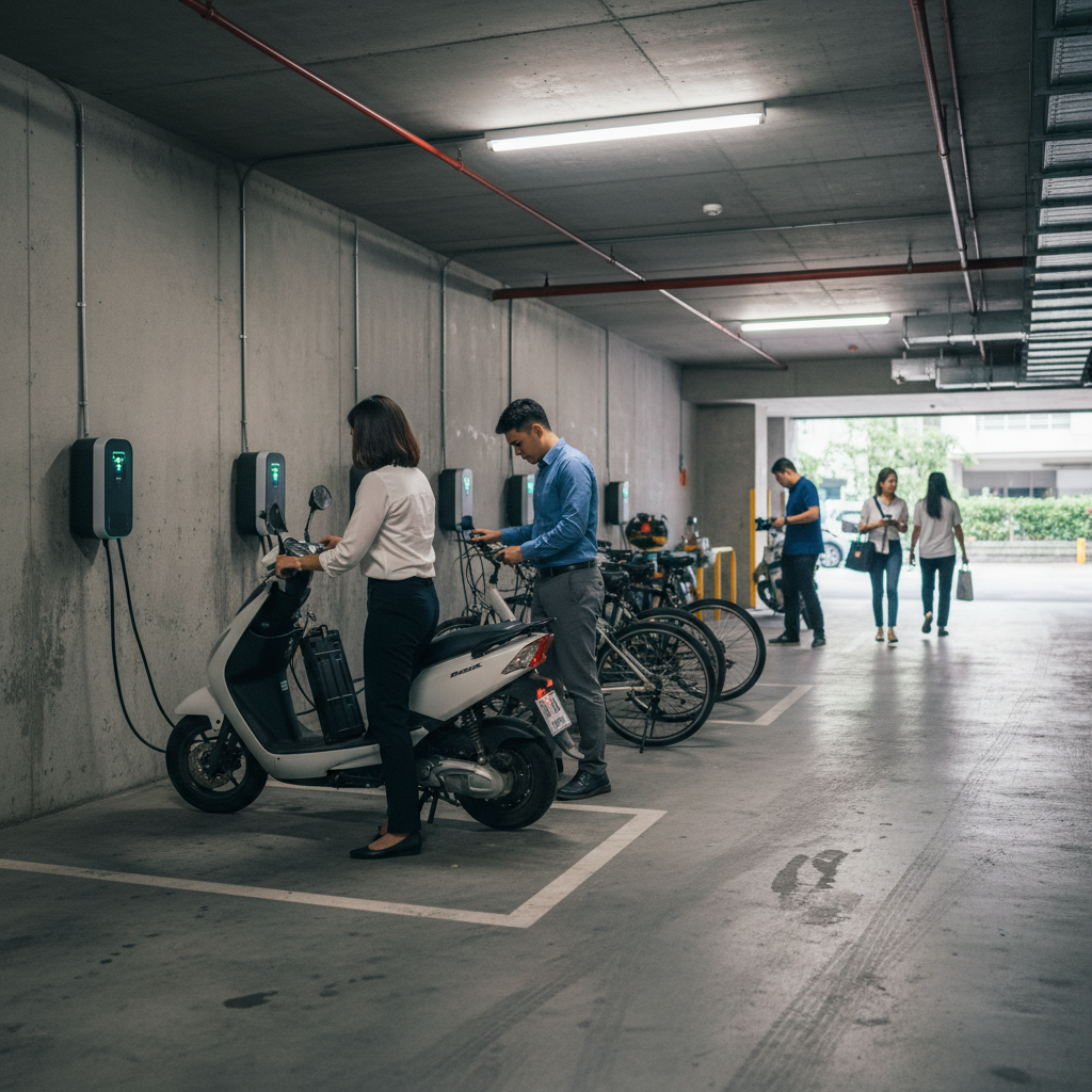 เทรนด์ฮิต 2026! คอนโดไทยแห่ผุดจุดชาร์จ E-Bike เอาใจวัยทำงาน - condo-ebike-charging-trend-2026