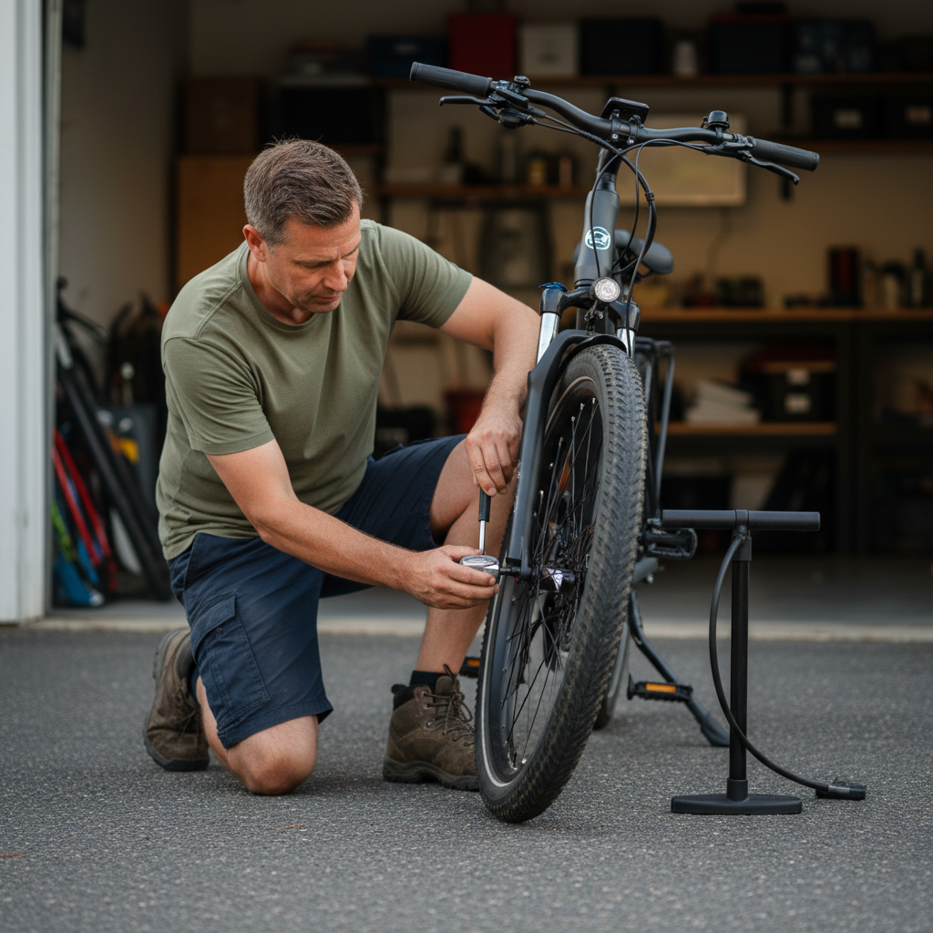 ยางแบนกินไฟ! เช็กลมยาง E-Bike ให้ถูกวิธี ช่วยประหยัดแบตวิ่งไกลขึ้น 20% โดยไม่ต้องแต่งรถ - ebike-tire-pressure-maintenance-save-battery-tips