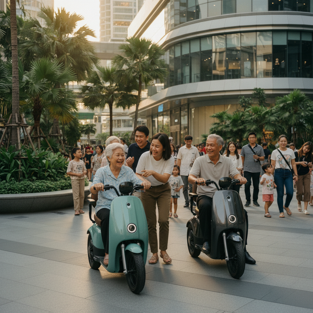สังคมวัยเก๋า 2026! ทำไม 'สามล้อไฟฟ้า' ถึงเป็นเทรนด์รถที่ลูกหลานแห่ซื้อให้พ่อแม่? - elderly-society-3-wheel-ebike-trend-2026