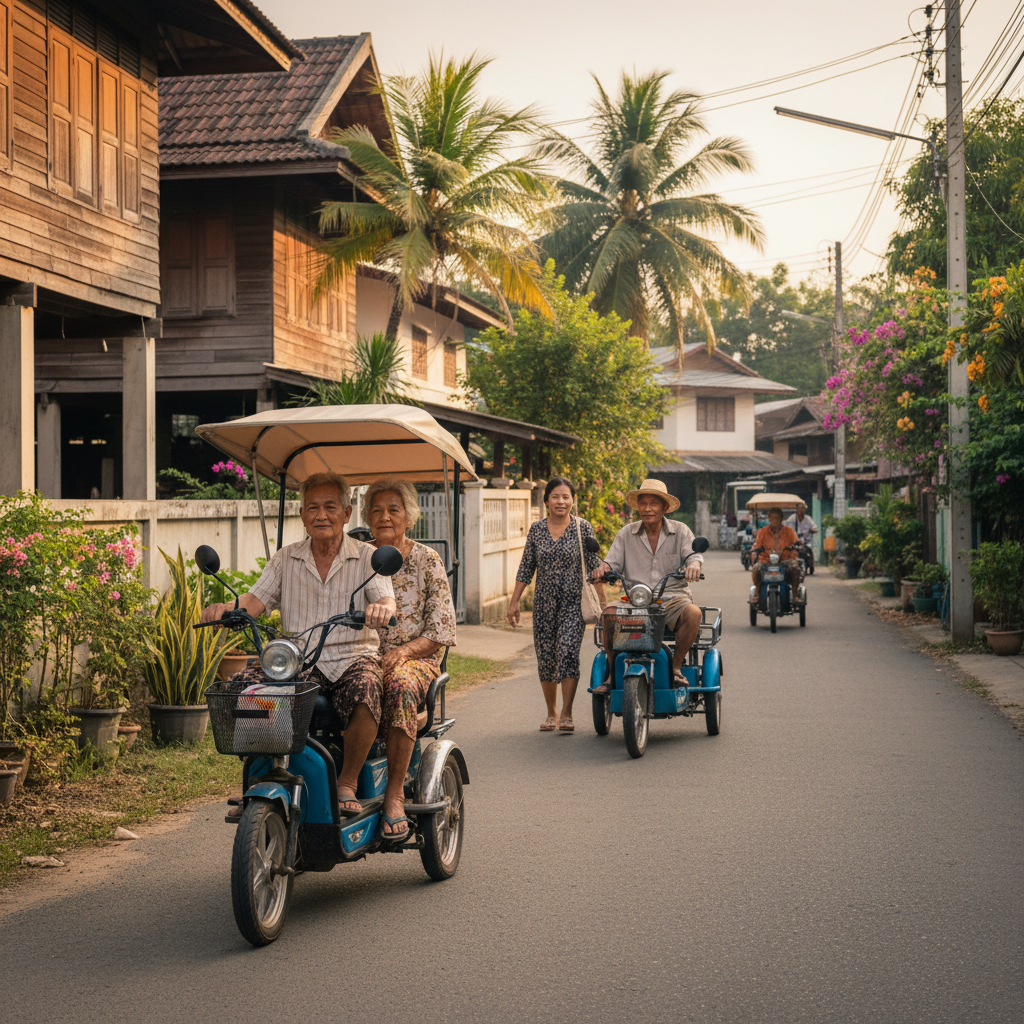 เจาะเทรนด์สังคมผู้สูงวัย 2026: ทำไม 'สามล้อไฟฟ้า' ถึงกลายเป็นพาหนะหลักในหมู่บ้าน? - elderly-society-etricycle-trend-2026