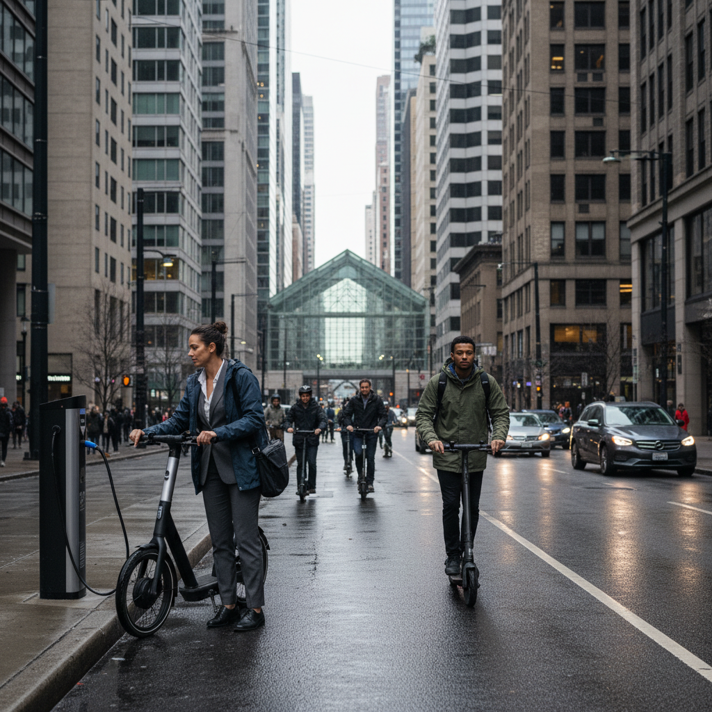 อนาคตวัยทำงาน 2026! ขี่สกู๊ตเตอร์ไฟฟ้า EV สู้ค่าครองชีพ - office-worker-ev-scooter-2026