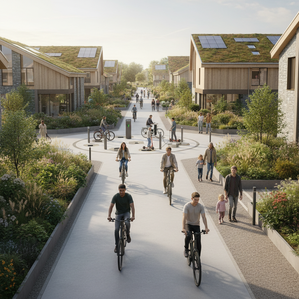 เทรนด์อสังหาฯ 2026! ทำไมโครงการบ้านจัดสรรต้องแข่งกันสร้าง 'เลนจักรยานไฟฟ้า' ในหมู่บ้าน? - real-estate-ebike-lane-trend-2026-smart-living