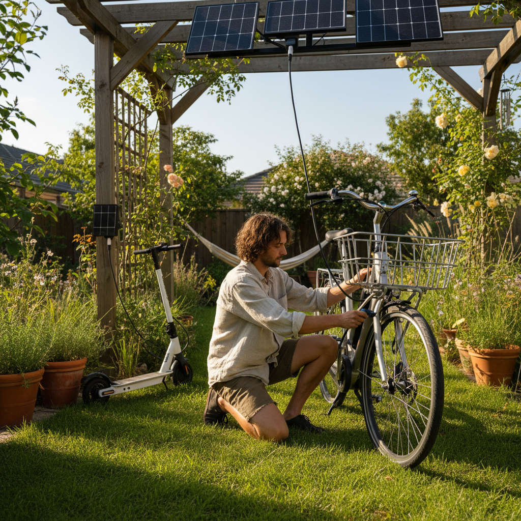 ขี่ฟรีมีจริง! เทรนด์ 'Solar Charge' ปี 2026 ชาร์จรถไฟฟ้าด้วยแสงอาทิตย์ จ่ายค่าไฟ 0 บาท - solar-charging-ebike-renewable-energy-trend-2026