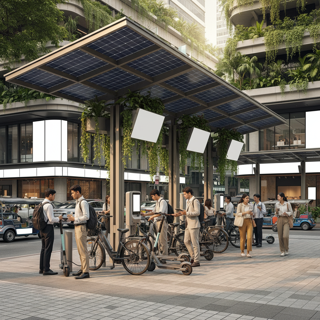 เทรนด์ 2026: จุดชาร์จ Solar Cell ทั่วกรุงหนุนใช้ E-Bike - solar-charging-ebike-trend-2026