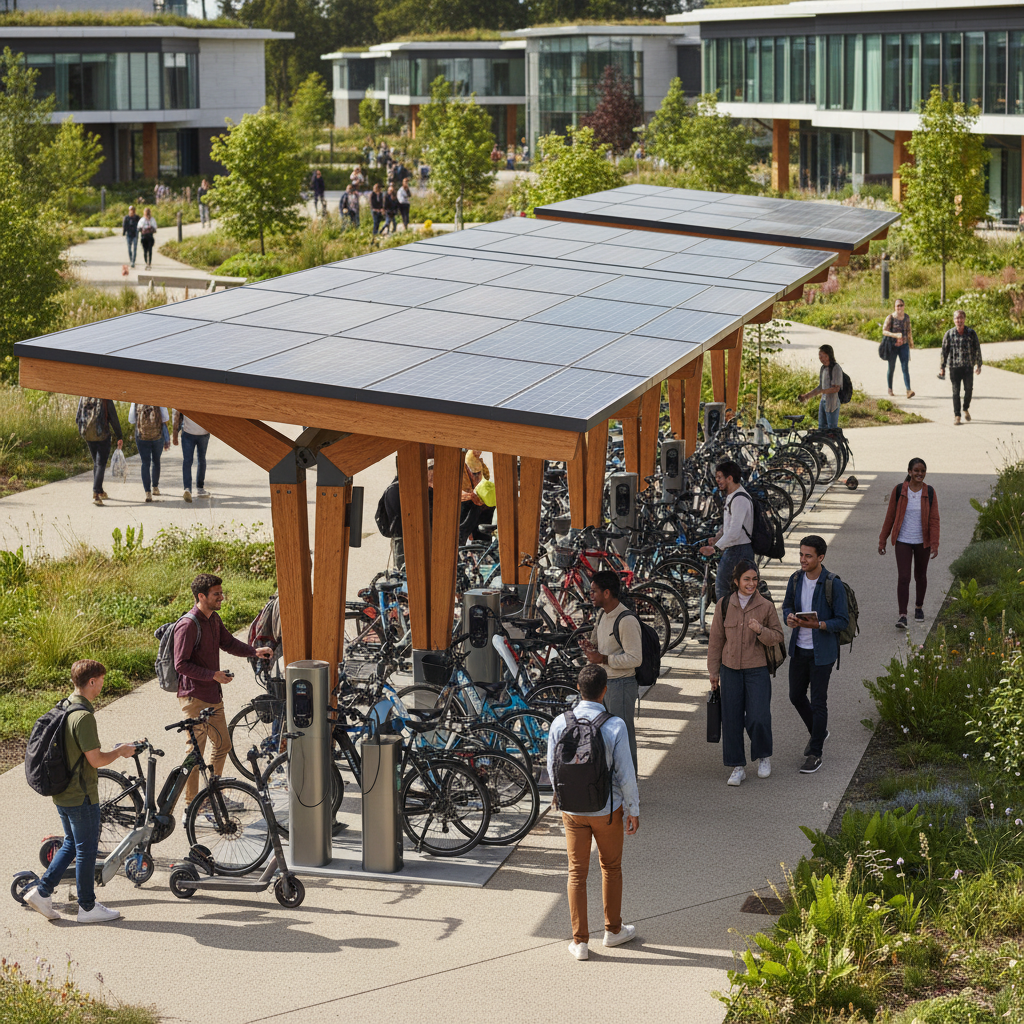 เทรนด์ 2026! มหาลัยผุดสถานีชาร์จโซลาร์เซลล์รับ E-Bike - solar-charging-station-ebike-2026