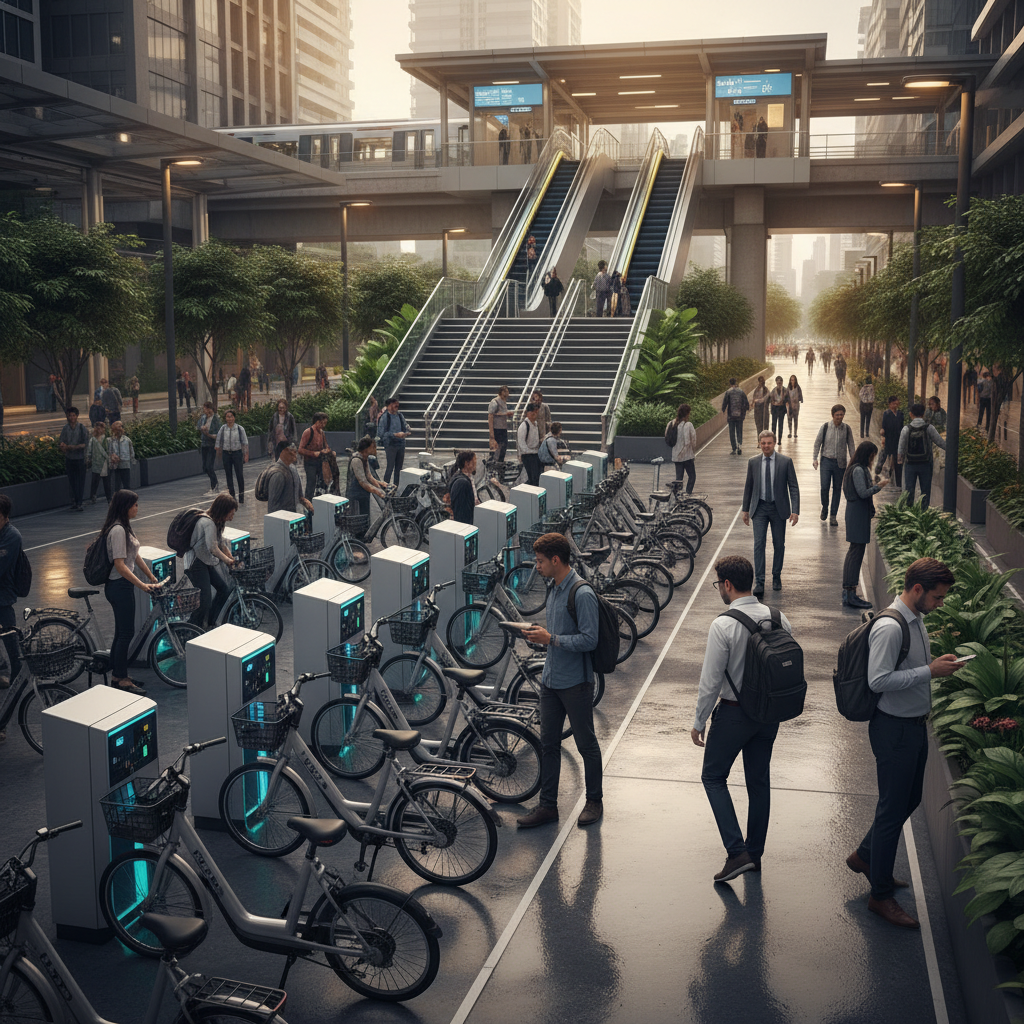 เทรนด์เดินทาง 2026: จุดจอดชาร์จ E-Bike เชื่อมต่อรถไฟฟ้า - 2026-ebike-transit-hub-trend