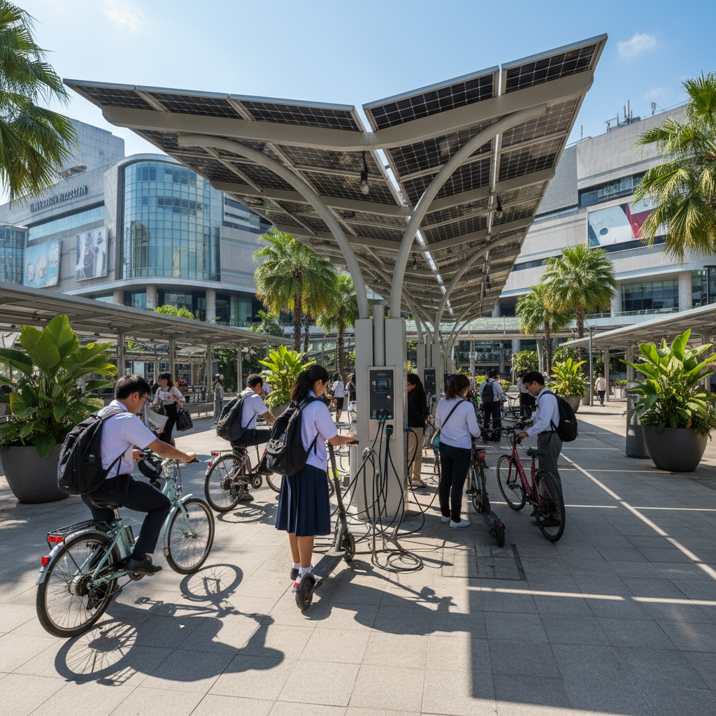 เทรนด์ EV 2026: เล็งผุดสถานีชาร์จโซลาร์เซลล์หนุน E-Bike - 2026-ev-solar-charging-ebike