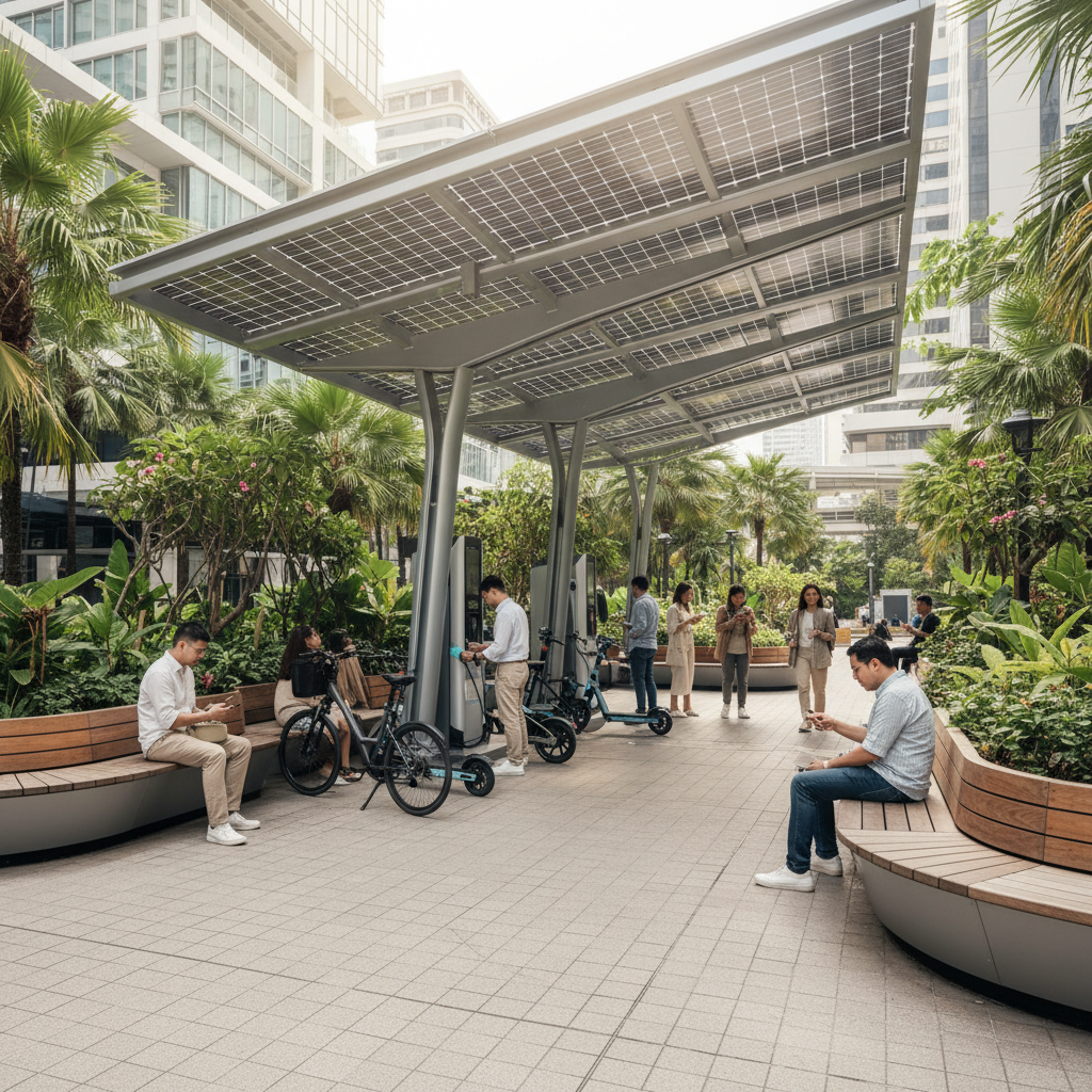 เทรนด์ EV 2026: ผุดสถานีชาร์จโซลาร์เซลล์รับ E-Bike ทั่วไทย - 2026-ev-solar-charging-ebike