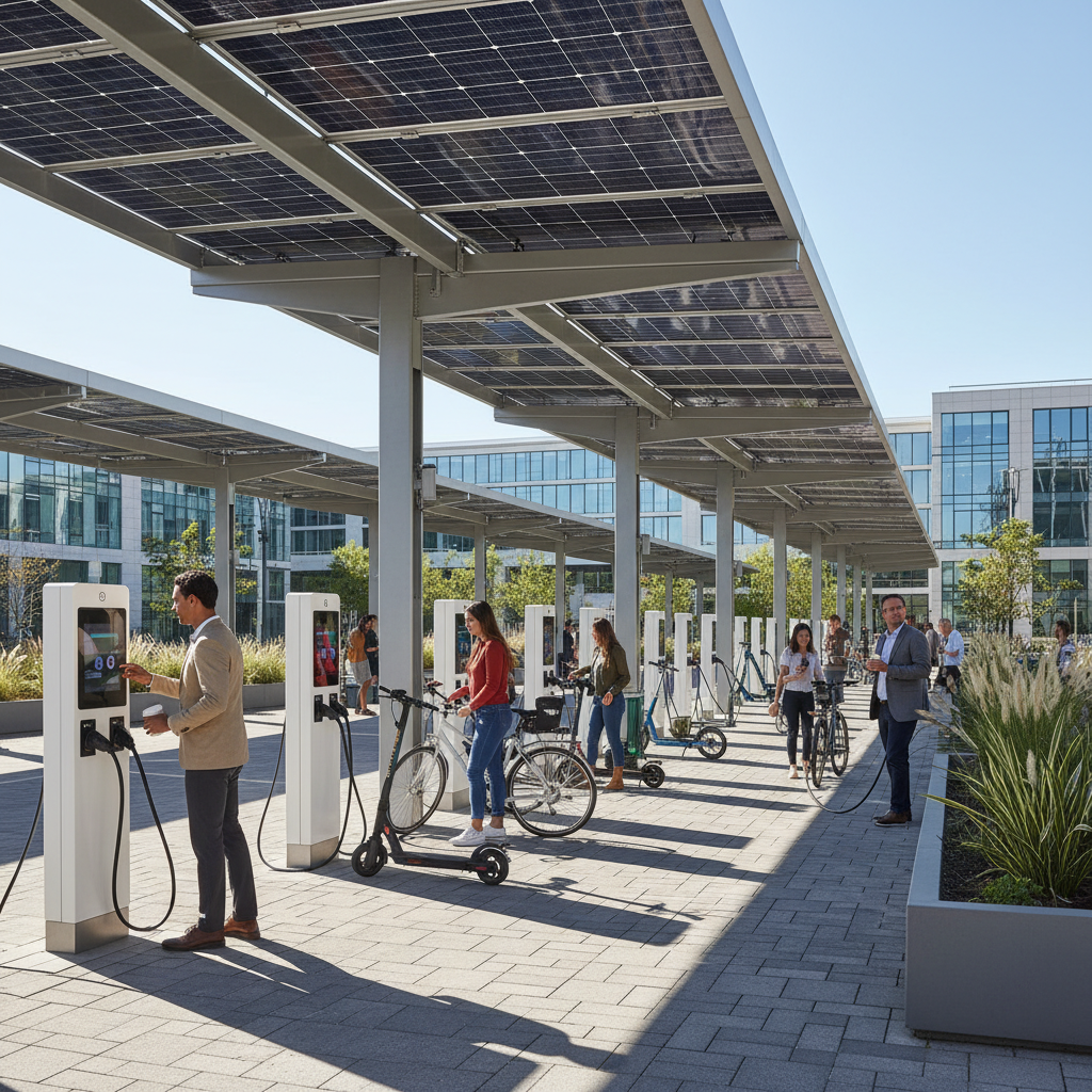 เทรนด์ EV 2026! สถานีชาร์จโซลาร์เซลล์ E-Bike มาแรง - 2026-solar-charging-ebike