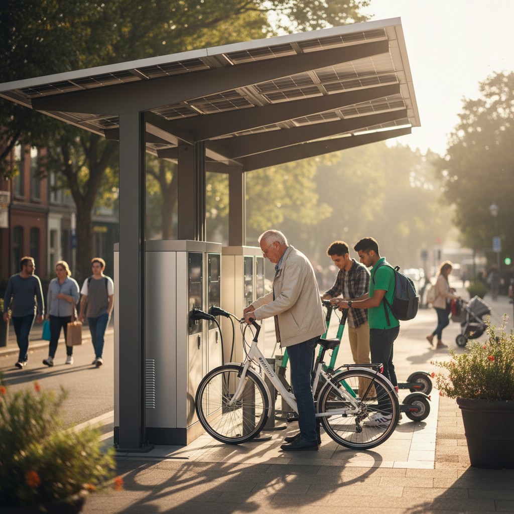 เทรนด์ EV 2026: สถานีชาร์จพลังงานแสงอาทิตย์หนุน E-Bike - 2026-solar-ev-charging-station