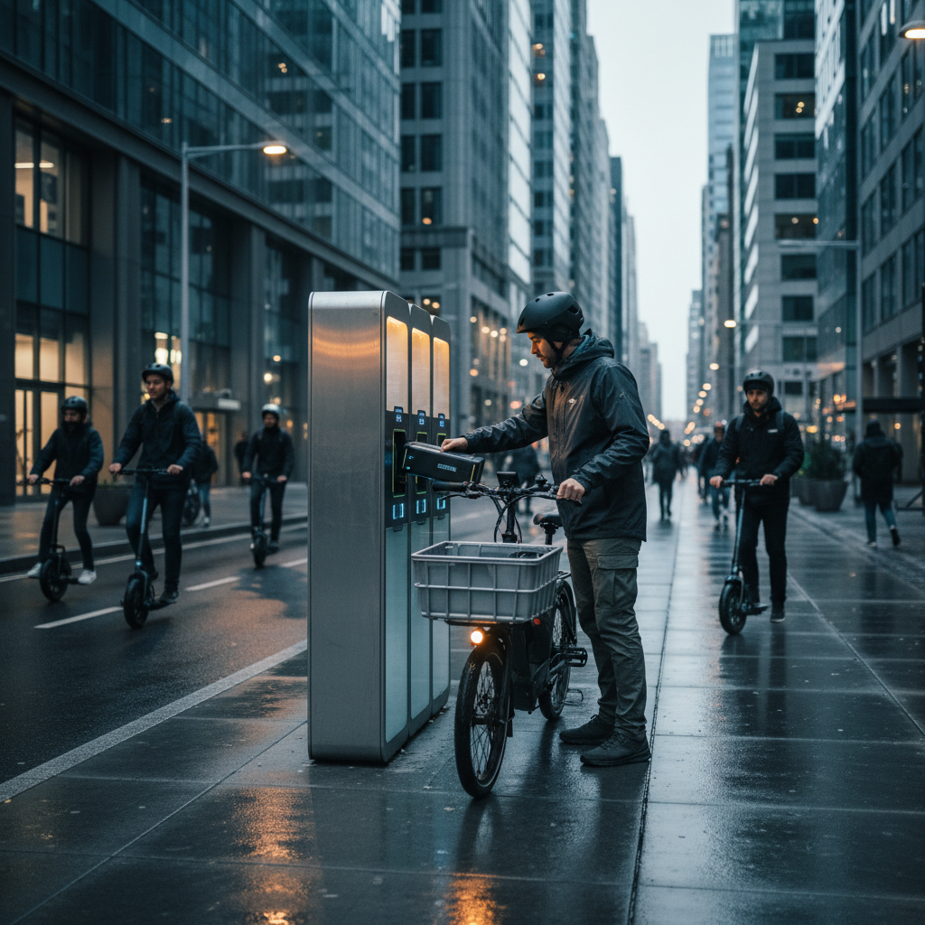 เจาะลึกอนาคต EV 2027: เทคโนโลยีตู้สลับแบตเตอรี่ E-Bike - battery-swap-ebike-trend