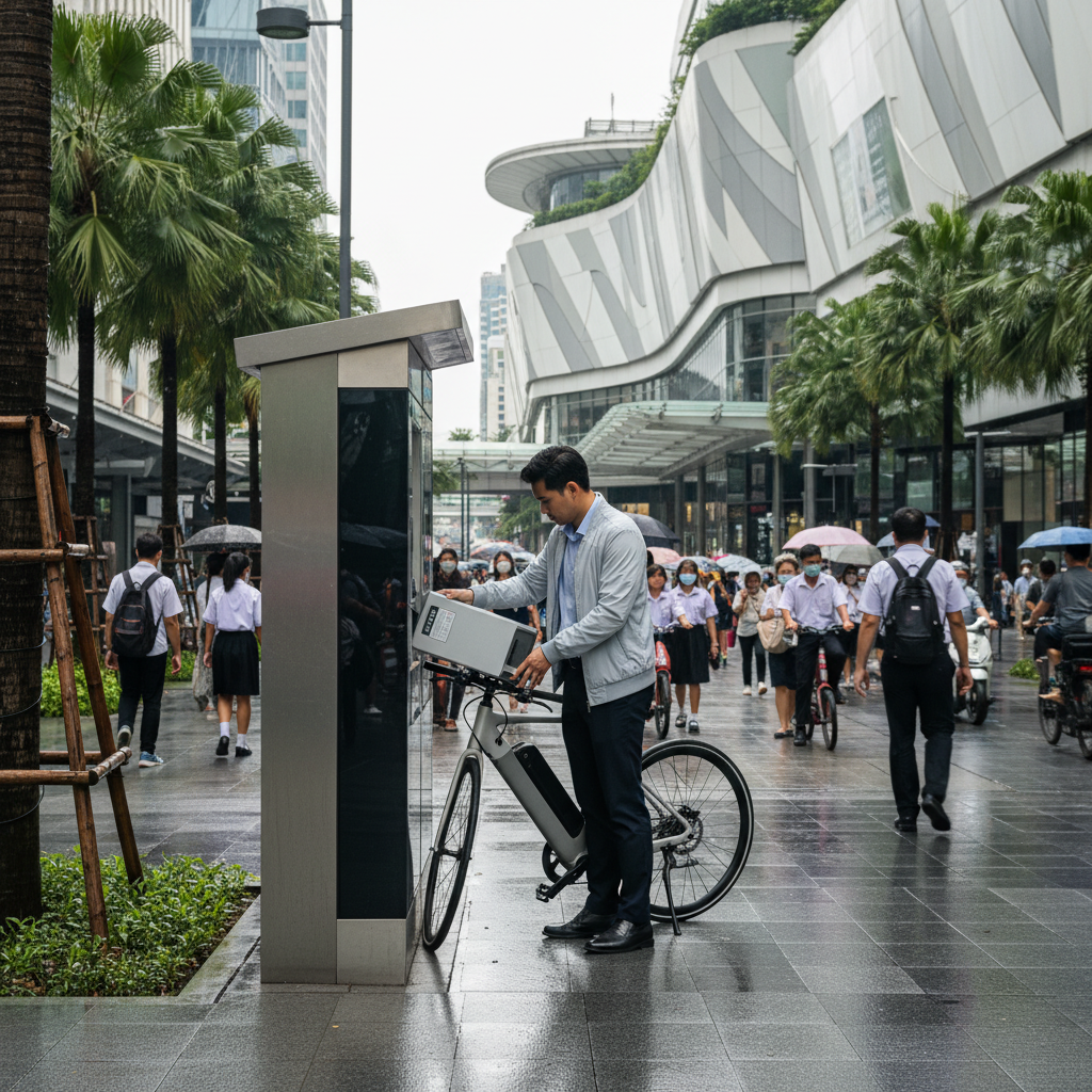 เทรนด์ EV 2026: ตู้สลับแบตเตอรี่ E-Bike หมดปัญหาการรอชาร์จ - battery-swap-station-ebike-trend
