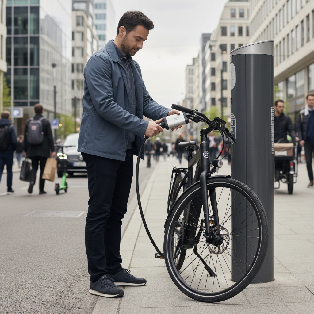 อนาคต EV 2026: หัวแปลงชาร์จ E-Bike ร่วมกับตู้ชาร์จรถยนต์ - e-bike-public-charging-2026