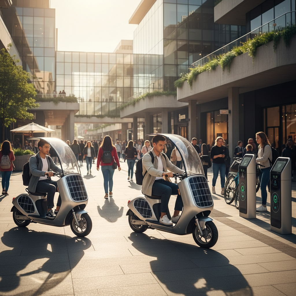 ทิศทาง 2026: สกู๊ตเตอร์ EV ชาร์จพลังงานแสงอาทิตย์สุดล้ำ - future-solar-ev-scooter-charging