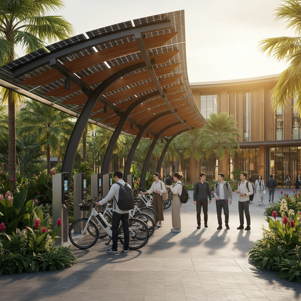 เทรนด์ Smart City 2026: สถานีชาร์จ E-Bike พลังงานโซลาร์ - smart-city-ebike-solar-charging