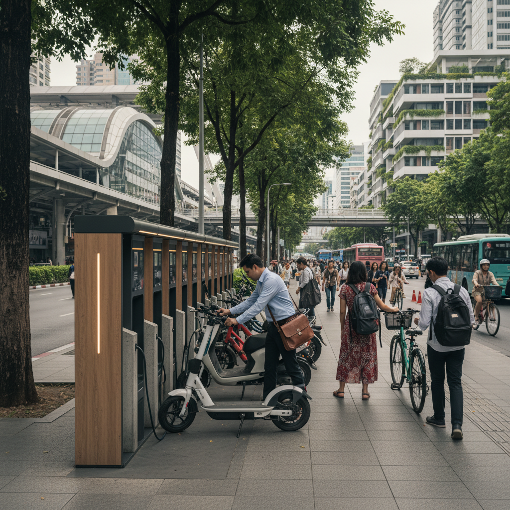 รัฐจ่อดัน Smart City เพิ่มจุดชาร์จสกู๊ตเตอร์ไฟฟ้า 2026 - smart-city-ev-charging-hub