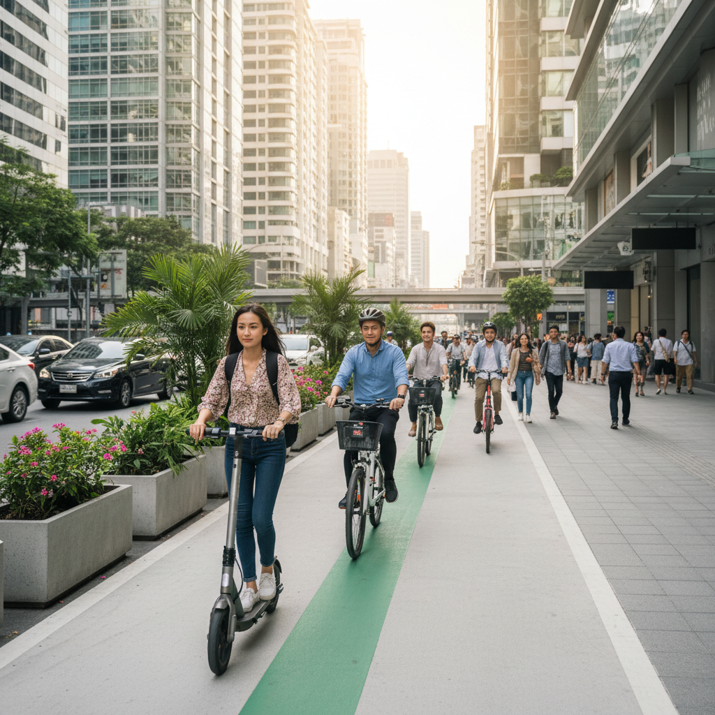 จับตานโยบายเมือง EV 2026: ขยายเลนพิเศษ E-Bike ทั่วไทย - smart-city-ev-ebike-lane