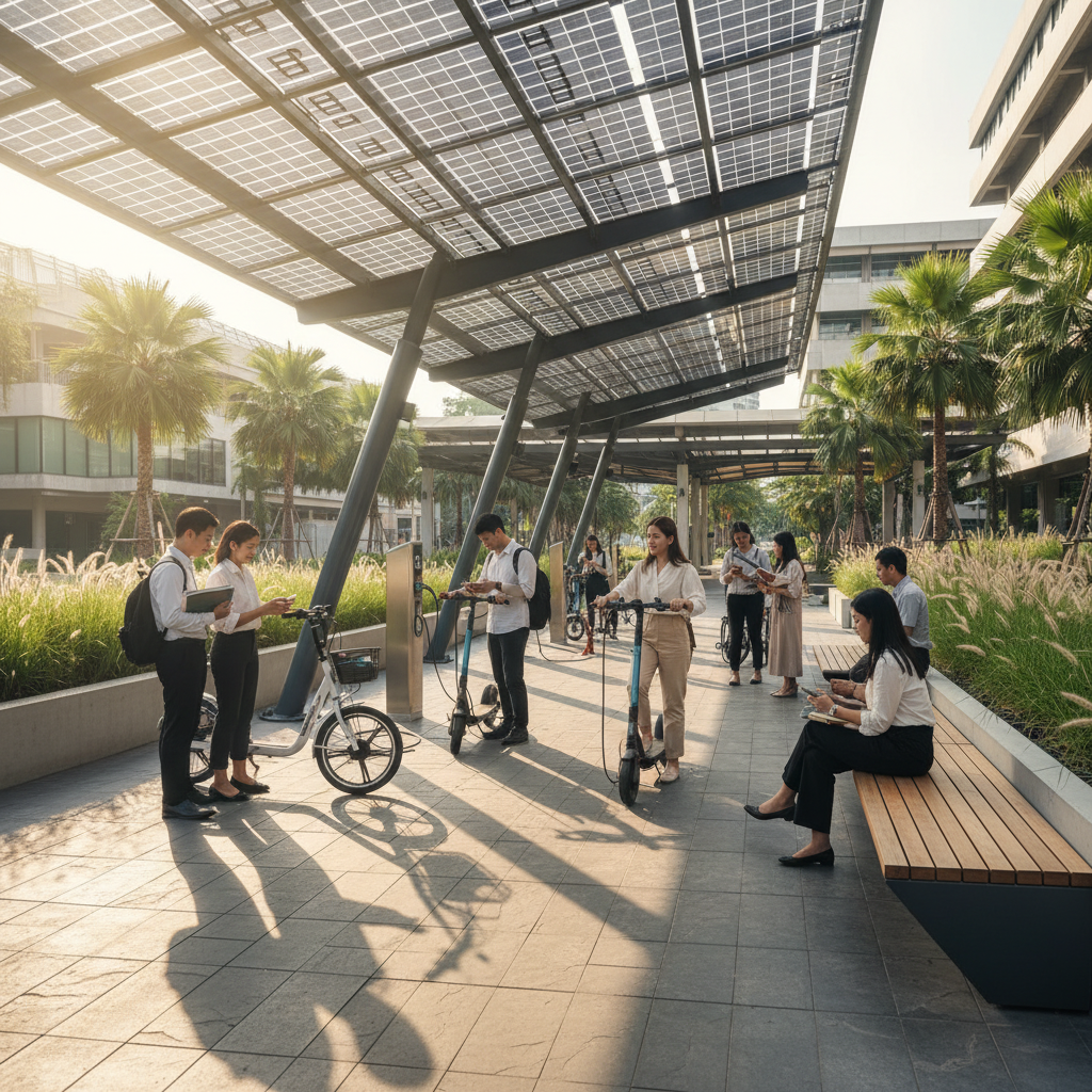 เทรนด์ชาร์จ EV 2026: นวัตกรรมโซลาร์เซลล์ชาร์จ E-Bike ฟรี - solar-charging-ebike-2026