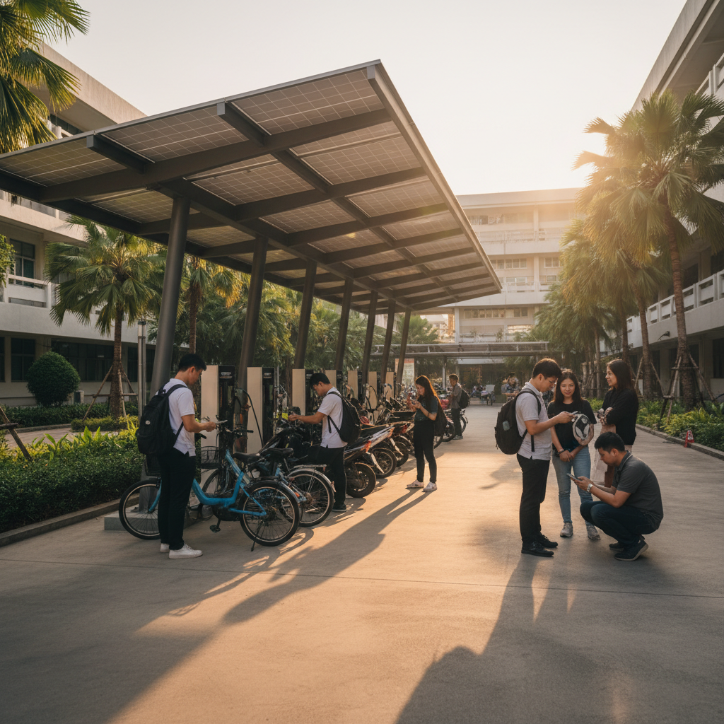 เทรนด์ EV 2026: รัฐเล็งผุดจุดชาร์จ E-Bike พลังงานแสงอาทิตย์ - solar-charging-ebike-ev-trend