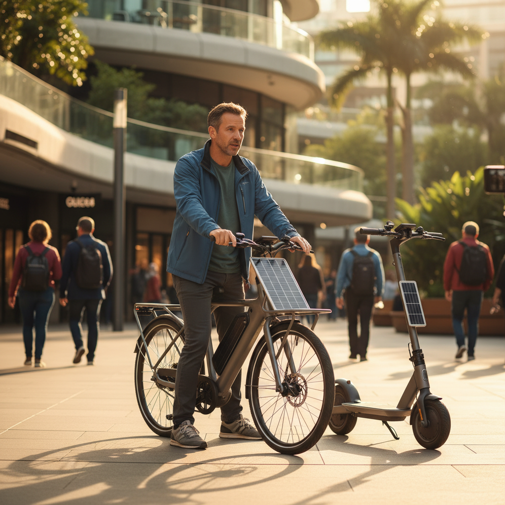 เทรนด์ EV 2026: นวัตกรรม E-Bike ชาร์จโซลาร์เซลล์ขณะขับขี่ - solar-charging-ebike-ev-trend