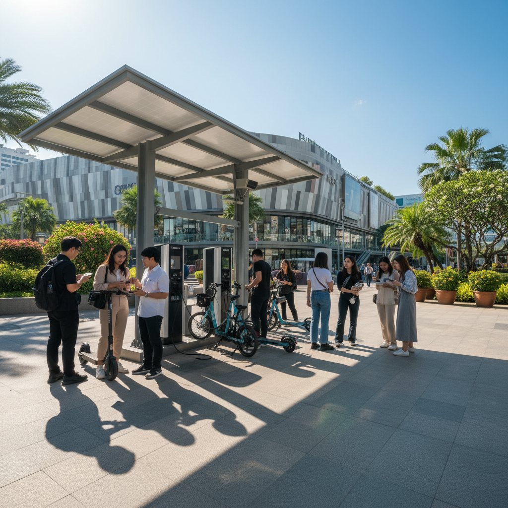 อนาคต EV! เตรียมผุดสถานีชาร์จ E-Bike พลังงานแสงอาทิตย์ - solar-charging-ebike-ev-trend