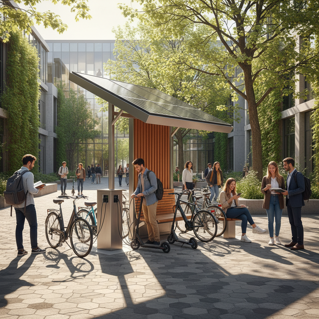 อนาคต EV 2026! เทรนด์สถานีชาร์จ E-Bike โซลาร์เซลล์ - solar-charging-ebike-future