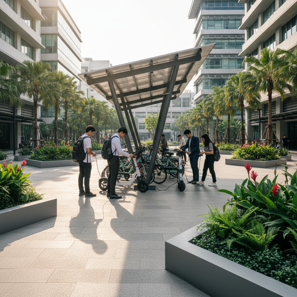 อนาคต EV ไทย 2026: จุดชาร์จ E-Bike พลังงานแสงอาทิตย์มาแรง - solar-charging-ebike-trend-2026