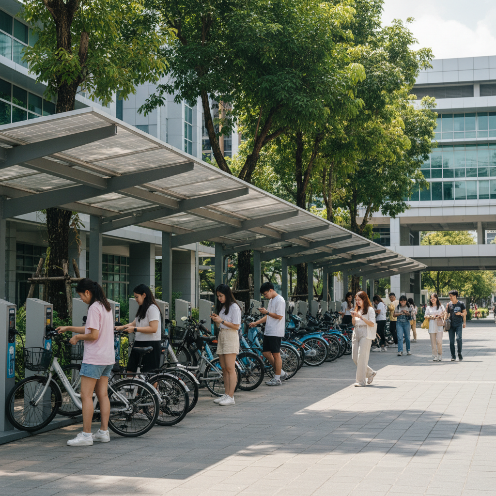 เทรนด์ EV 2026: จุดชาร์จโซลาร์เซลล์ E-Bike ทั่วเมือง - solar-charging-ebike-trend-2026