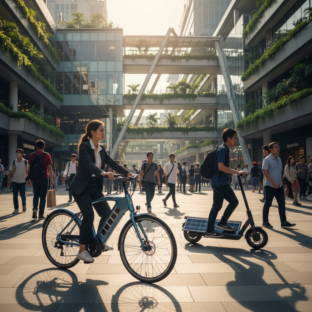 อนาคต EV 2026: E-Bike นวัตกรรมชาร์จพลังงานแสงอาทิตย์ - solar-charging-ebike-trend