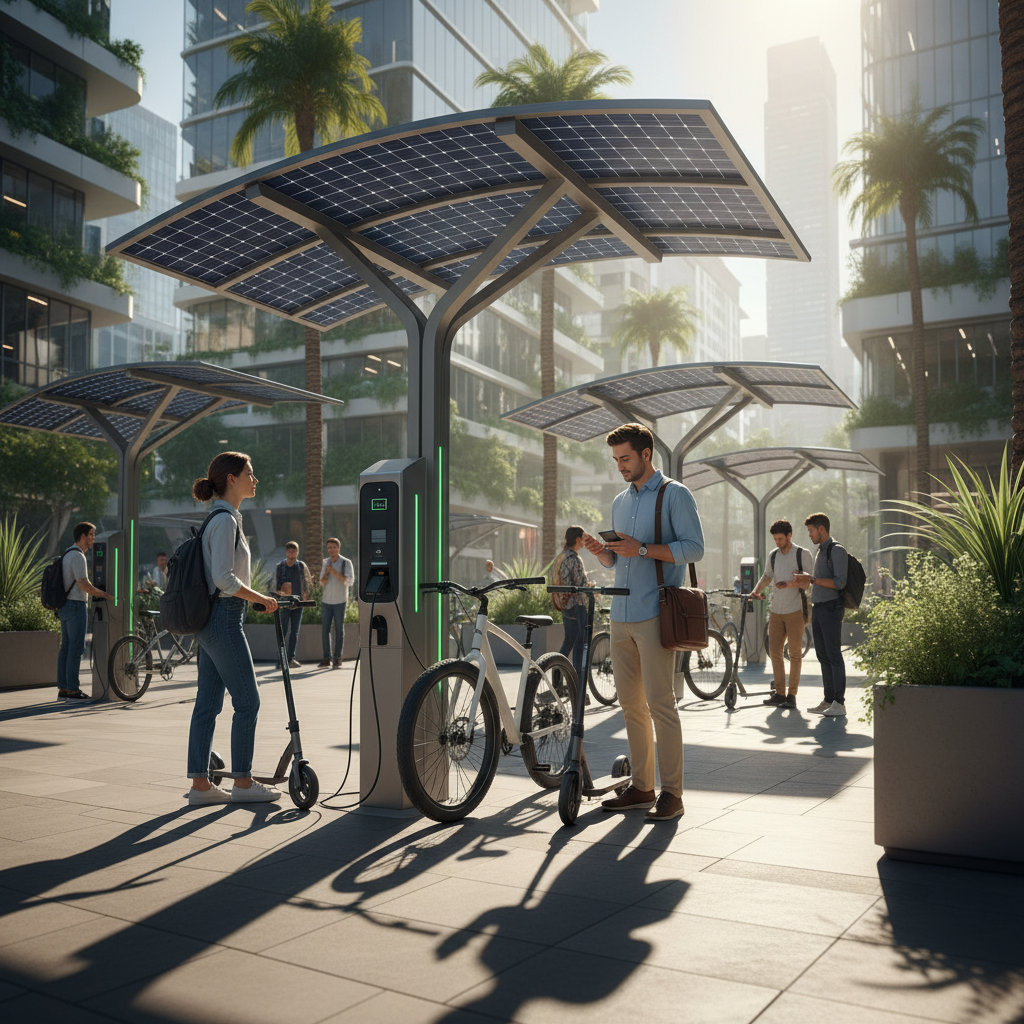 คาดการณ์ Q3/2026: จุดชาร์จ E-Bike พลังงานแสงอาทิตย์มาแรง - solar-charging-station-ebike-trend