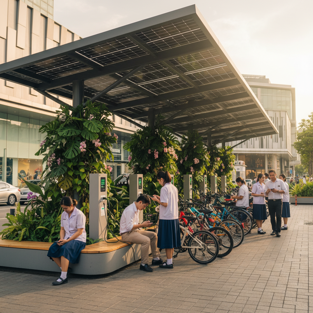 เทรนด์ Q3/2026: สถานีชาร์จ E-Bike พลังงานแสงอาทิตย์ - solar-charging-station-ebike